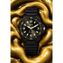 Q&q 10 Atm Su Geçirmez - 43 mm - Siyah Sarı Detaylı Analog Yetişkin Çocuk Kol Saati