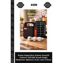 Grey Cat Kamp Hoparlörü Güneş Enerjili Fenerli YSF200 Siyah Doğa Ekipmanı Eğlence Aracı Şarj Cihazı