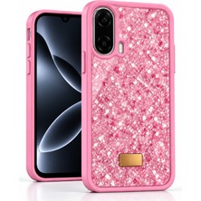 CoverZone Xiaomi Redmi A7 Pro ile Uyumlu Diamora Elmas Görünümlü Taşlı Kılıf, Işıltılı Kristal Doku, Yükseltilmiş Kamera Çerçevesi, Dekoratif Metal Plaka, Tuş ve Bağlantılara Kolay Erişim, Pembe