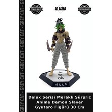 Grey Cat Delux Serisi Meraklı Sürpriz Anime Demon Slayer Gyutaro Figürü 30 cm
