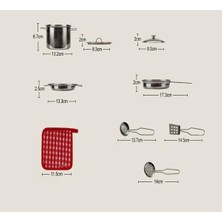 Tr Paslanmaz Çelik 9 Parça Oyuncak Mutfak Tencereleri ve Utensil Oyun Seti