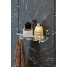 Geseus Tek Katlı Kancalı Banyo Rafı Krom ES081