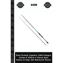 Grey Cat Özel Üretim Captain 1366 Integra Carbo-X 259CM 2 Parça Spin Kamış 8-32GR Göl Balıkçılık Deniz