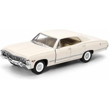 Odea Tr Kinsmart 1:43 1967 Chevrolet Impala Çek Bırak Metal Model Araba, Açılabilir Kapılı Klasik Araç KT5418D, Bej