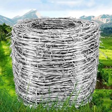 Odea Tr Dikenli Tel Çit, Galvanizli Dikenli Tel Rulo - 2.3mm 450M Yüksek Çinko Çelik, Bahçe Eskrim Için Anti-Pas Keskin Dikenli Tel, Bitki Koruma, Dayanıklı Güvenlik Çözümü