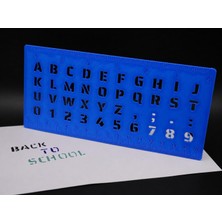 Odea Tr Alfabe, Rakam ve Cetvel Şablonu – 20 cm 3D Baskı Yazı Çizim Kalıbı - Mavi