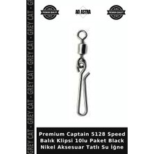 Grey Cat Premium Captain 5128 Speed Balık Klipsi 10LU Paket Black Nikel Aksesuar Tatlı Su Iğne