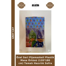 Grey Cat Özel Seri Pijamaskeli Plastik Masa Örtüsü (120*180 Cm) Temalı Hazırlık Sofra