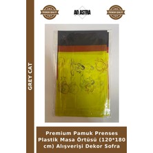 Grey Cat Premium Pamuk Prenses Plastik Masa Örtüsü (120*180 Cm) Alışverişi Dekor Sofra