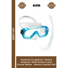 Grey Cat Premium Su Sporları Yüzücü Ekipmanı Sahil Ürünü Cressi Sirena Maske - Mexico Şnorkel Set