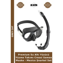 Grey Cat Premium Su Altı Yüzücü Yüzme Takımı Cressi Samoa Maske - Mexico Şnorkel Set