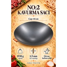 Keskin Adam 44CM. Gerçek Sac Kavurma Sacı Ahşap Saplı Gözleme Bazlama Sacı Çift Taraflı Kullanım Tavlı Dövme Karbon Çeliği