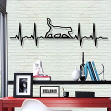 Metal Duvar Sanatı - Ekg Cat -3d Duvar Silueti Metal Duvar Dekoru Ev Ofis Dekorasyonu Yatak Odası Oturma Odası Dekor Heykel (30 G x 12 Y /76X31CM)