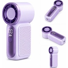 Tr Taşınabilir Mini USB Fan LED Işıklı Masa Üstü 3 Kademeli Dönebilen Başlık Şarj Edilebilir Mini Vantilatör Soğutucu 20CM Mini Fan CV-2112 (Lila)