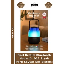 Grey Cat Özel Üretim Bluetooth Hoparlör D22 Siyah Parti Seyyar Ses Sistemi