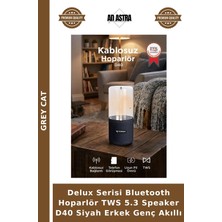 Grey Cat Delux Serisi Bluetooth Hoparlör Tws 5.3 Speaker D40 Siyah Erkek Genç Akıllı