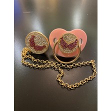 Rafta Taşlı Melek Kanat Emzik & Emzik Zinciri Pembe