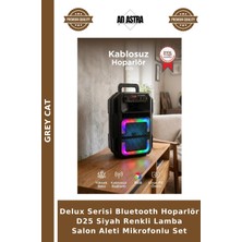 Grey Cat Delux Serisi Bluetooth Hoparlör D25 Siyah Renkli Lamba Salon Aleti Mikrofonlu Set