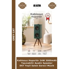 Grey Cat Kablosuz Hoparlör 24W 3000MAH Taşınabilir Ayaklı Speaker D67 Yeşil Salon Gereci Müzik