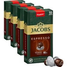 Rafta Espresso 10 Intenso - Yüksek Yoğunluk - Güçlü ve Yoğun - Espresso Kapsülleri - 10 Alüminyum Kapsül (4 Paketi)