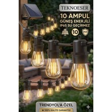 Rafta Tr Gunes Enerjili Solar Bahce Aydinlatmasi 10 Ampullu IP65 Su Gecirmez Dekoratif Bahce Balkon Teras Kordon Isik