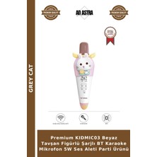Grey Cat Premium KIDMIC03 Beyaz Tavşan Figürlü Şarjlı Bt Karaoke Mikrofon 5W Ses Aleti Parti Ürünü
