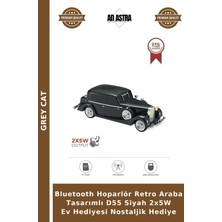 Grey Cat Bluetooth Hoparlör Retro Araba Tasarımlı D55 Siyah 2X5W Ev Hediyesi Nostaljik Hediye