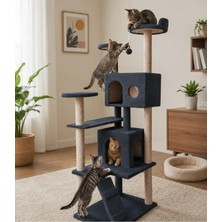 Rafta NR-0063 Kule Kedi Evi Tırmalama Antrasit