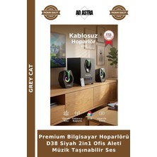 Grey Cat Premium Bilgisayar Hoparlörü D38 Siyah 2in1 Ofis Aleti Müzik Taşınabilir Ses