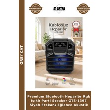 Grey Cat Premium Bluetooth Hoparlör Rgb Işıklı Parti Speaker GTS-1397 Siyah Frekans Eğlence Akustik