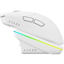 Rafta Ajazz Kablosuz Oyuncu Mouse 24000 Dpı 1000Hz Bluetooth 2.4g Type C Aı Akıllı Etkileşim Manyetik Şarj Standı 300MAH Ultra Hafif Ergonomik Fare | (AJ200P Nl Aı Mc - Beyaz)