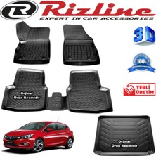 Rafta Opel Astra K 3D Paspas + 3D Bagaj Havuzu Hb 2015 ile Uyumlu -2020 Arası Siyah Set