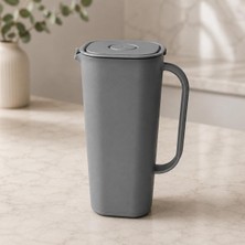 Rafta 1700 ml Sürahi, Sızdırmaz Kapaklı Bpa Içermez Buzdolabı Kapısına Uygun Ergonomik Saplı Soğuk ve Sıcak Içecek Sürahisi, Gri ve Bej Renk Seçenekli (Gri)