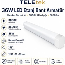Rafta Tr 36W 3000K Gün Işığı 3600LM LED Etanj Hareket Sensörlü Beyaz Bant Armatür