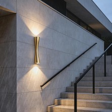 Rafta Modern Yaratıcı Yukarı Aşağı LED Dış Mekan Duvar Lambası IP65 Su Geçirmez Alüminyum Iç Mekan/dış Duvar Aydınlatması Bahçe Merdiven Veranda Için (Altın Sıcak Işık, 35 Cm)