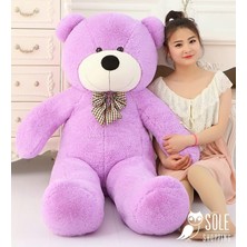 Rafta Papyonlu Sevimli Büyük Peluş Ayıcık 130 cm (Mor)