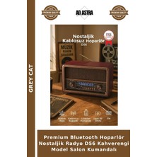 Grey Cat Premium Bluetooth Hoparlör Nostaljik Radyo D56 Kahverengi Model Salon Kumandalı
