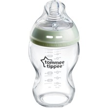 Rafta Doğaya Yakın Cam Şişe, Anti-Kolik Valfli Yavaş Akışlı Göğüs Benzeri Emzik, 250ML, 1'li Paket, Şeffaf