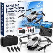 Rafta Çeşittech Aerial M6 1080P Hd Kameralı Drone, Akıllı Engel Tanıma Sensörlü, Engel Önleme Sistemli, Katlanabilir, Telefon Kontrollü Drone Seti