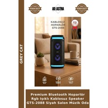 Grey Cat Premium Bluetooth Hoparlör Rgb Işıklı Kablosuz Speaker GTS-2088 Siyah Salon Müzik Oda