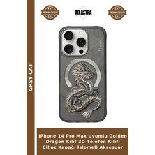 Grey Cat iPhone 14 Pro Max Uyumlu Golden Dragon Kılıf 3D Telefon Kılıfı Cihaz Kapağı Işlemeli Aksesuar