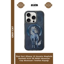 Grey Cat Özel Seri iPhone 15 Uyumlu Magsafe Destekli Kılıf 3D Mobil Aksesuar Cep Aksesuarı Telefon Kapağı