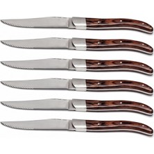 Gy Atelier Biftek Bıçağı Seti 6'li, Ahşap Saplı Paslanmaz Çelik Steak Bıçak