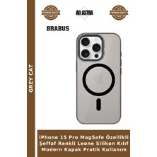 Grey Cat iPhone 15 Pro Magsafe Özellikli Şeffaf Renkli Leone Silikon Kılıf Modern Kapak Pratik Kullanım