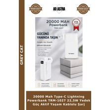 Grey Cat 20000 Mah Type-C Lightning Powerbank TRM-1027 22,5W Yedek Güç Aktif Yaşam Kablolu Şarj