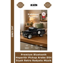 Grey Cat Premium Bluetooth Hoparlör Pickup Araba D54 Siyah Retro Radyolu Müzik