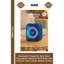 Grey Cat Bluetooth Hoparlör Rgb Işıklı Taşınabilir Speaker D13 Mavi Ses Sistemi Genç Odası Bahçe Ürünü