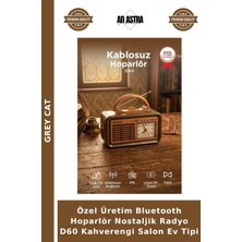 Grey Cat Özel Üretim Bluetooth Hoparlör Nostaljik Radyo D60 Kahverengi Salon Ev Tipi