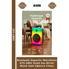 Grey Cat Bluetooth Hoparlör Mikrofonlu GTS-1802 Siyah Ses Birimi Müzik Aleti Eğlence Cihazı