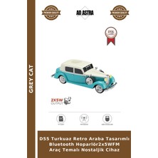 Grey Cat D55 Turkuaz Retro Araba Tasarımlı Bluetooth HOPARLÖR2X5WFM Araç Temalı Nostaljik Cihaz